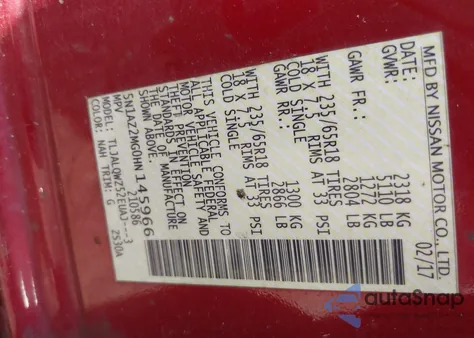 2017 Nissan Murano Sv from USA, damaged, VIN 5N1AZ2MG0HN145966